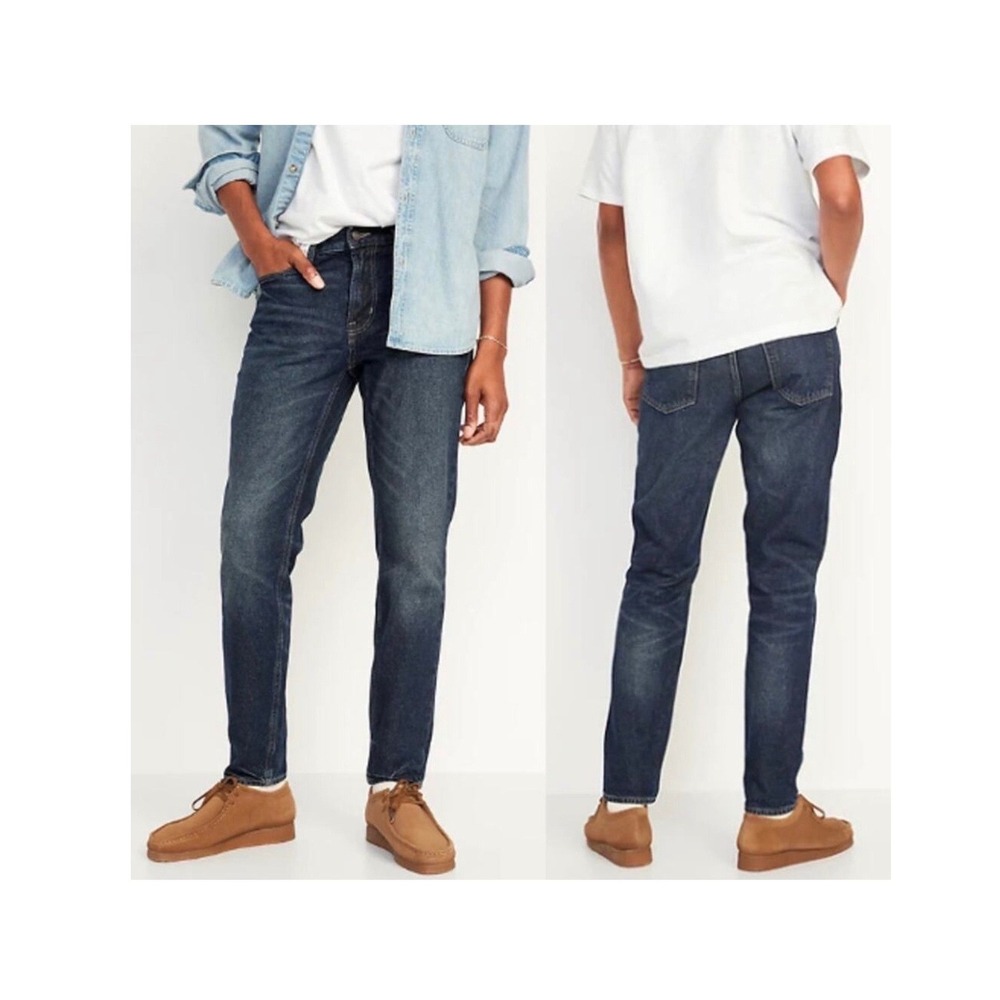 Old‎ Navy Men Original Straight Taper Dark Wash Built In Tough Jeans 34x32